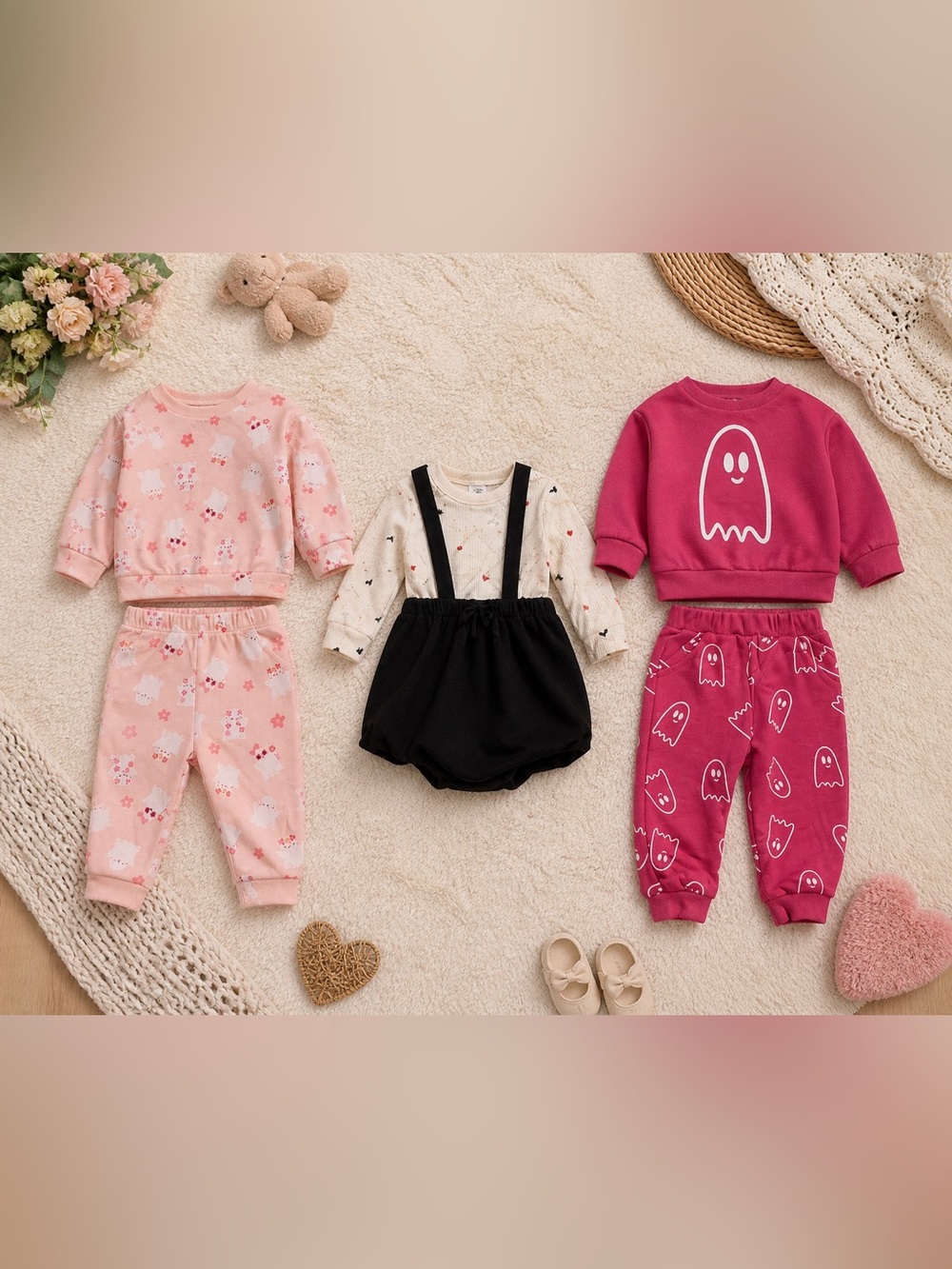 Baby Girl 6-12 Month Outfit Bundle (3 Sets)